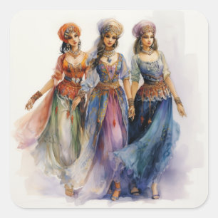 Nutcracker Ballet, Elegant Arab Dancers Square Sticker
