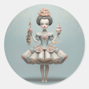 Nutcracker Ballet Fashion-Chinese Dancers Classic Round Sticker