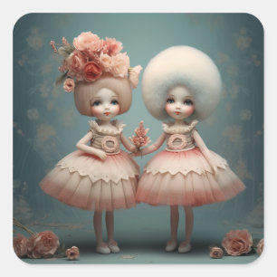Nutcracker Ballet Fashion-Flower Dancers Square Sticker