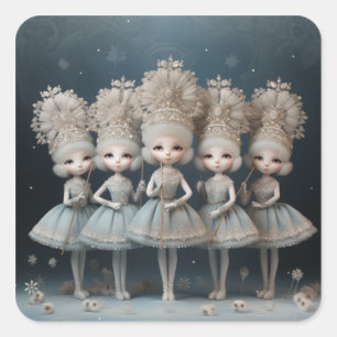 Nutcracker Ballet Fashion-Snowflake Dancers Square Sticker