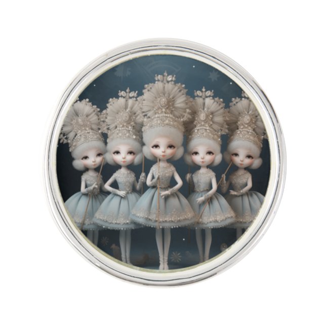 Nutcracker Ballet Fashion Snowflakes Lapel Pin (Front)