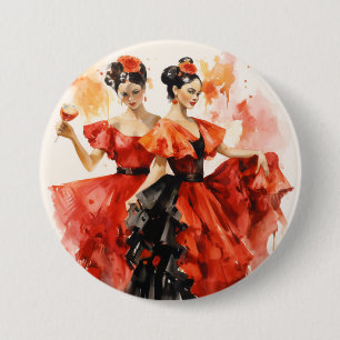 Nutcracker Ballet, Fiery Spanish Dancers in Red Button