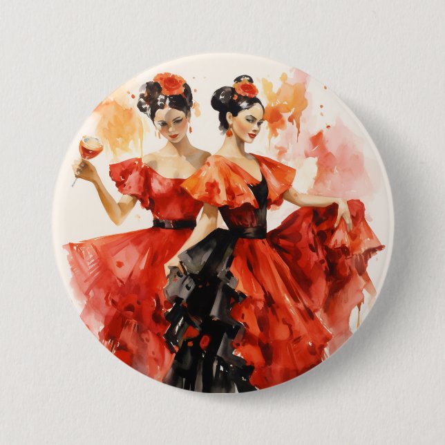 Nutcracker Ballet, Fiery Spanish Dancers in Red Button (Front)