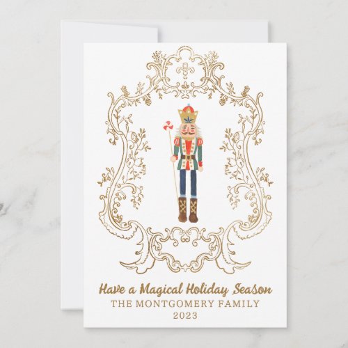 Nutcracker Ballet Gold Crest Christmas Card