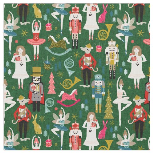 Nutcracker Ballet green Fabric