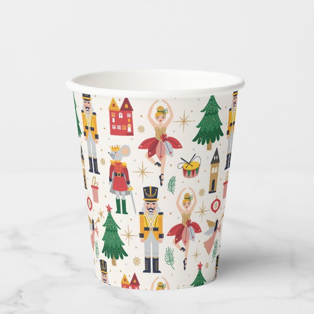 Nutcracker Ballet Holiday Pattern Paper Cups (Front)
