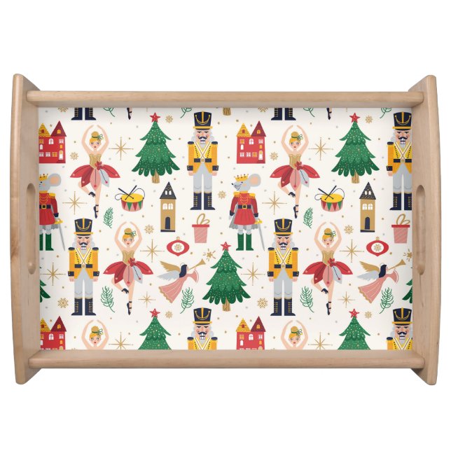 Nutcracker Ballet Holiday Pattern Serving Tray (Front)