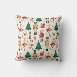 Nutcracker Ballet Holiday Pattern Throw Pillow