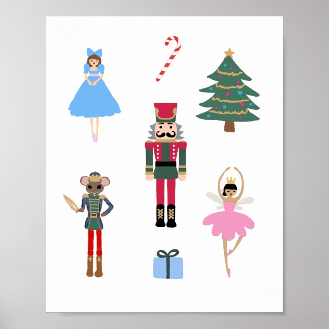 Nutcracker Ballet Illustration Snowflake Painting  Poster (Front)