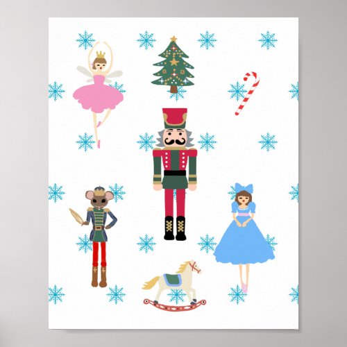 Nutcracker Ballet Illustration Snowflake Painting  Poster