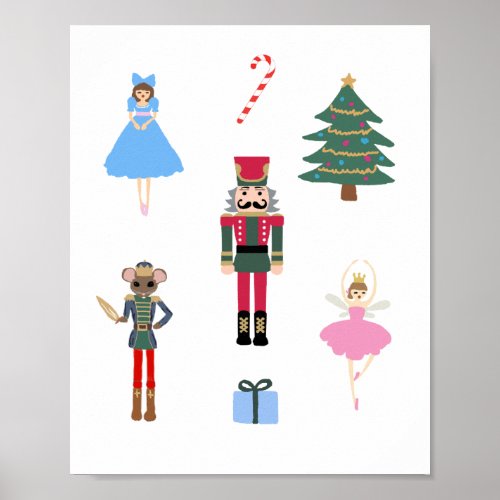 Nutcracker Ballet Illustration Snowflake Painting  Poster