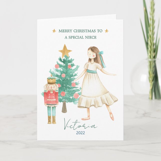 Nutcracker Ballet Images Niece Christmas Holiday Card (Front)