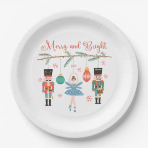Nutcracker Ballet Merry and Bright Christmas Paper Plates
