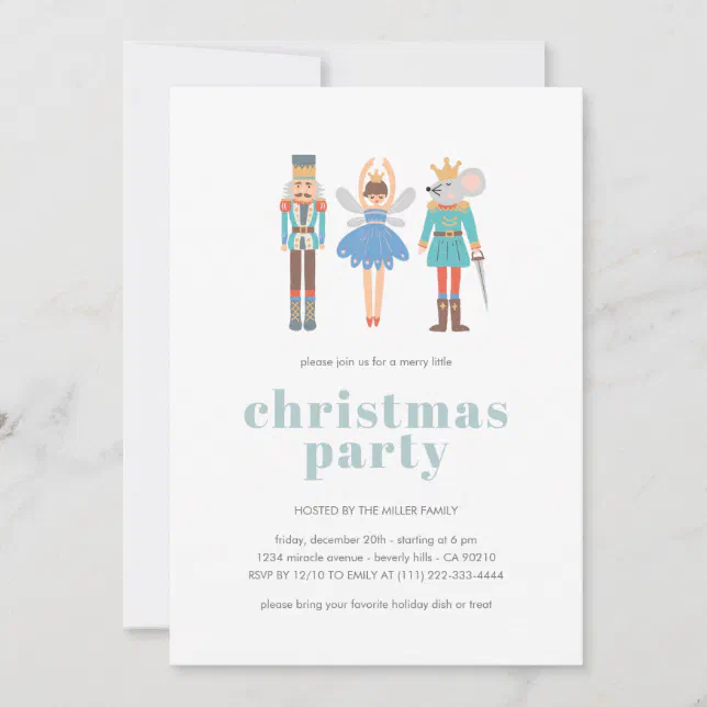 Nutcracker Ballet Minimal Modern Christmas Party Invitation | Zazzle