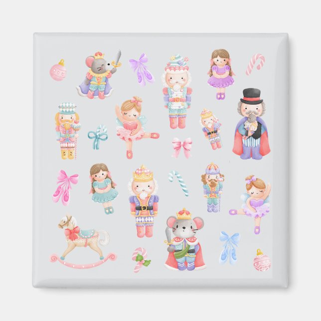 Nutcracker Ballet Pastel Christmas Magnet (Front)