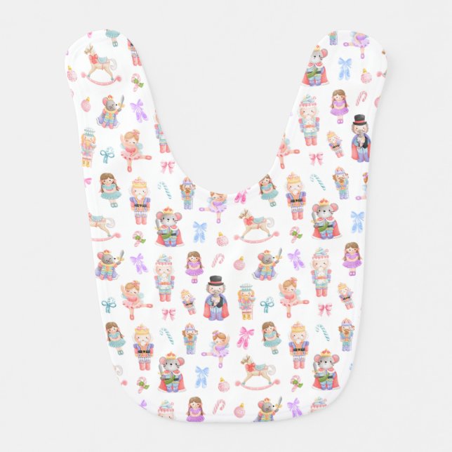Nutcracker Ballet Pastel Pattern Baby Bib (Front)