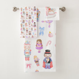 Nutcracker Ballet Pattern Bath Towel Set
