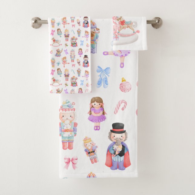 Nutcracker Ballet Pattern Bath Towel Set (Insitu)