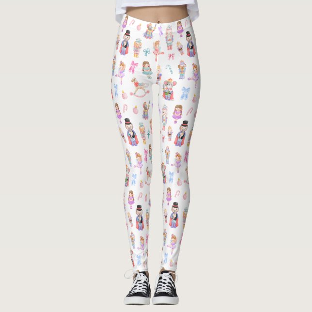 Nutcracker Ballet Pattern Christmas  Leggings (Front)