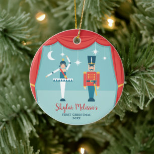 Nutcracker Ballet Personalised Baby 1st Christmas Ceramic Ornament