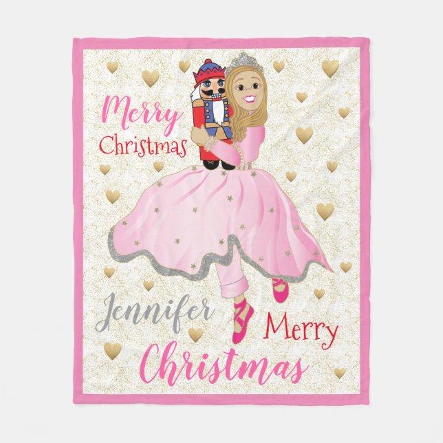 Nutcracker Ballet Personalize Fleece Blanket/Mediu Blanket (Front)