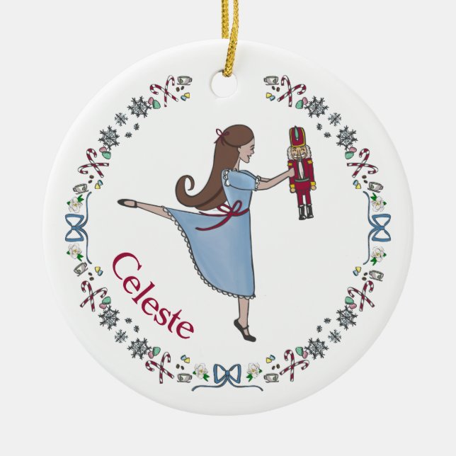 Nutcracker Ballet Personalized Classic Christmas Ceramic Ornament (Front)
