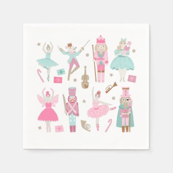 Nutcracker Ballet Pink Christmas Paper Napkin by Andrea_Lauren at Zazzle
