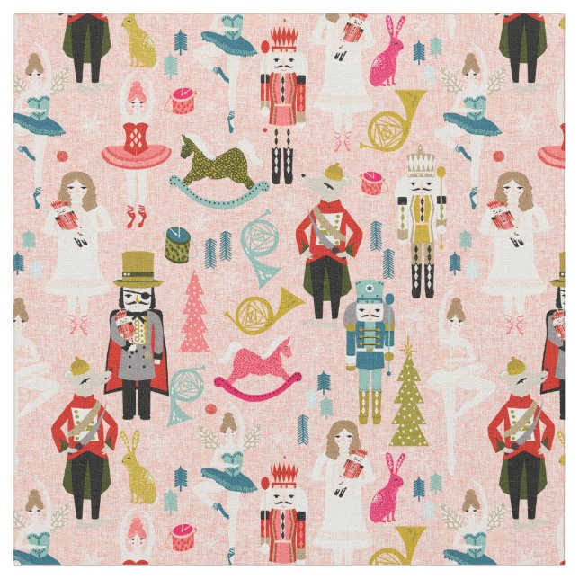 Nutcracker Ballet pink Fabric (Close Up)