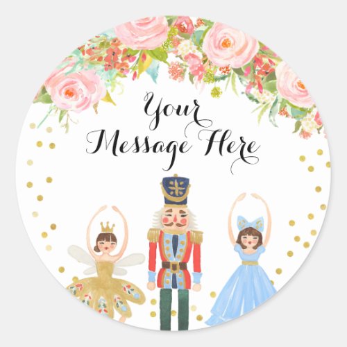 Nutcracker Ballet Pink Flower Thank You sticker