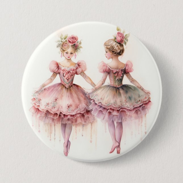 Nutcracker Ballet, Rosebuds Button (Front)
