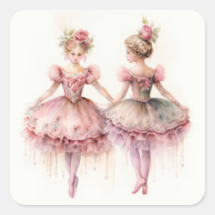 Nutcracker Ballet, Rosebuds Square Sticker