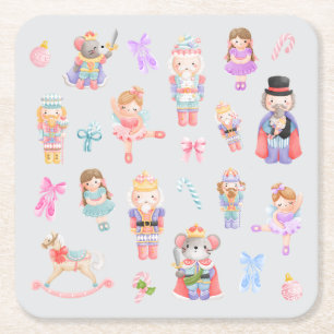Nutcracker Ballet  Square Paper Coaster