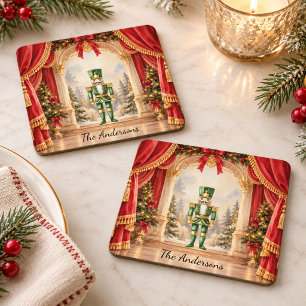 Nutcracker Ballet Theater Christmas Square Paper Coaster