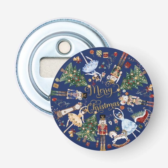Nutcracker Ballet Vintage Merry Christmas Party Bottle Opener (Front)
