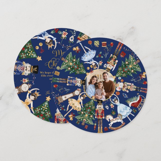 Nutcracker Ballet Vintage Merry Christmas Photo Holiday Card (Front/Back)