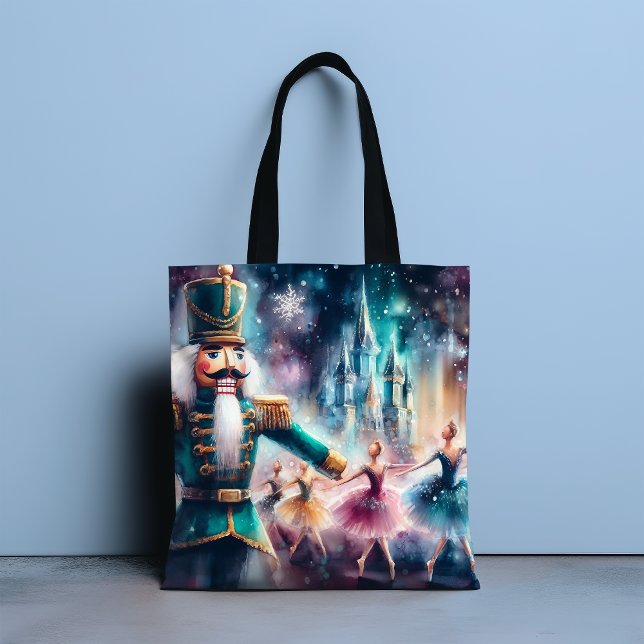 Nutcracker Ballet Watercolor Christmas Ballerina Tote Bag (Creator Uploaded)