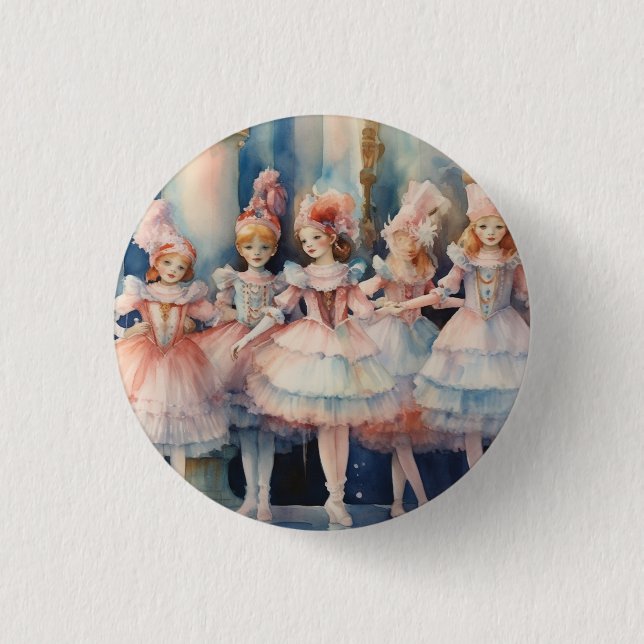 Nutcracker Ballet Whimsical Polichinelle/Buffoons Button (Front)