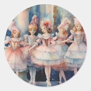Nutcracker Ballet Whimsical Polichinelle/Buffoons Classic Round Sticker