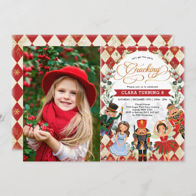 Nutcracker Birthday Cracking Holiday Party Photo Invitation | Zazzle