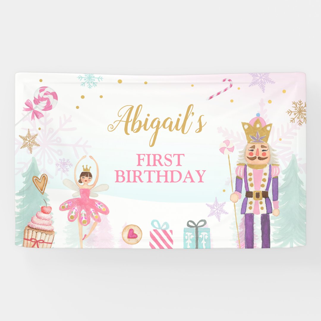 Nutcracker Birthday Girl Land of Sweets Backdrop Banner Zazzle