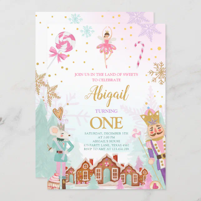 Nutcracker Birthday Girl Land of Sweets Fairy Invi Invitation | Zazzle