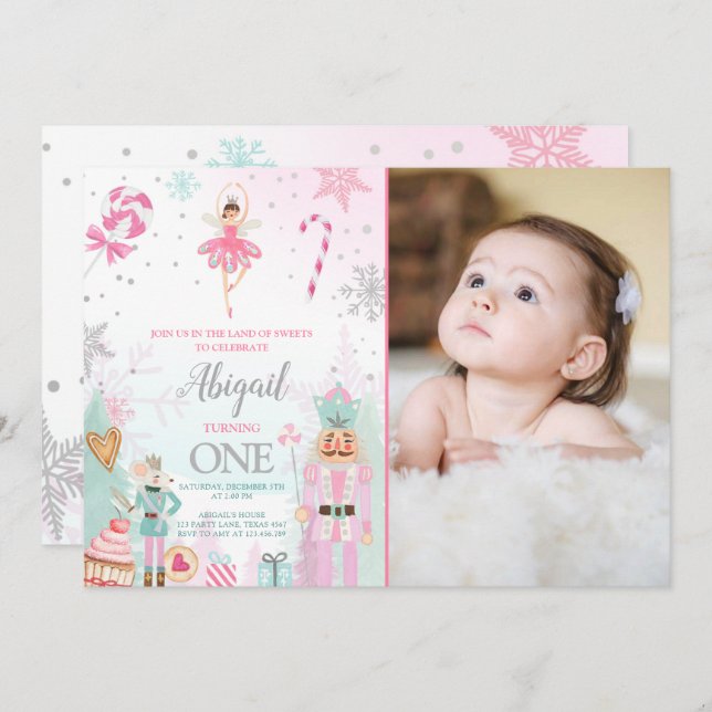 Nutcracker Birthday Girl Land of Sweets Fairy Invitation (Front/Back)