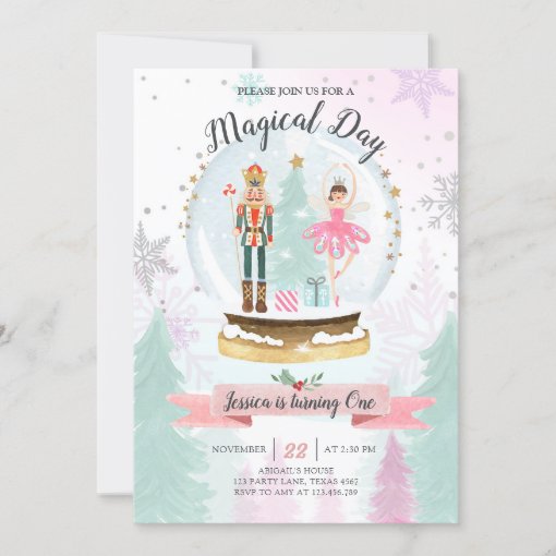 Nutcracker Birthday Girl Land of Sweets Fairy Pink Invitation Zazzle