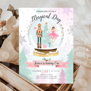 Nutcracker Birthday Girl Land of Sweets Fairy Pink Invitation