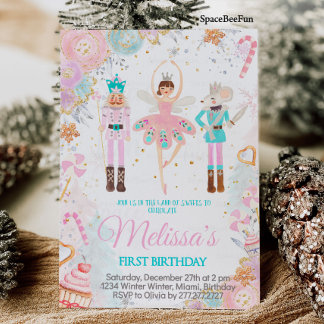 Nutcracker Birthday Invitation Girl Land of Sweets