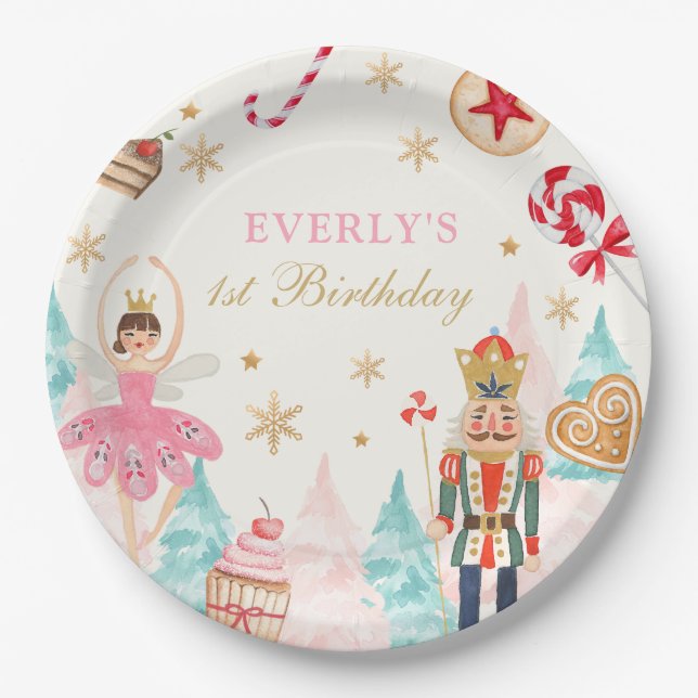 Nutcracker Birthday Land Of Sweet Birthday Party Paper Plates (Front)