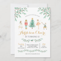 Nutcracker Birthday Sugar Plum Fairy Christmas  Invitation