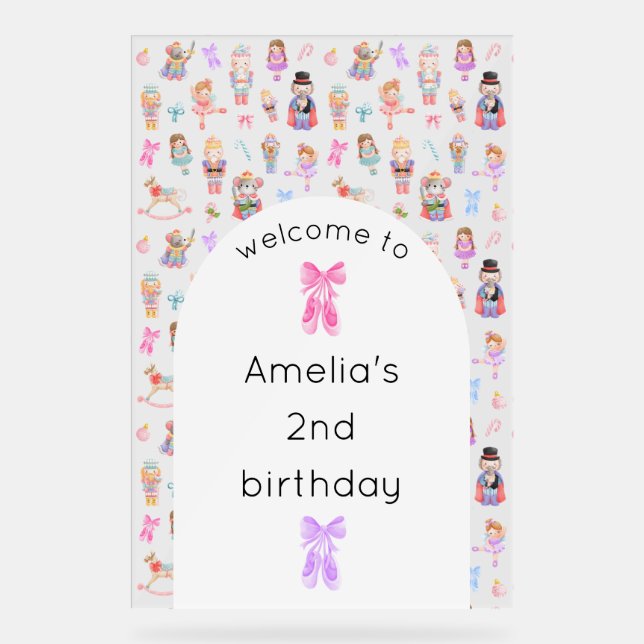 Nutcracker Birthday Welcome Acrylic Sign (Front)