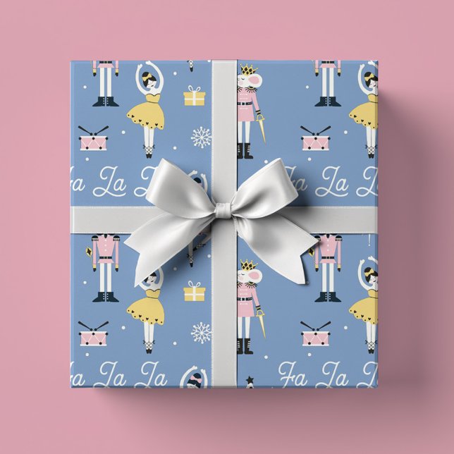 Nutcracker Blue Ballet Christmas Wrapping Paper Sheets (Creator Uploaded)
