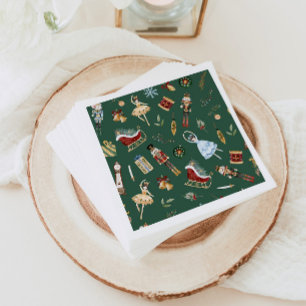 Nutcracker blue gold ballerina kids birthday party napkins